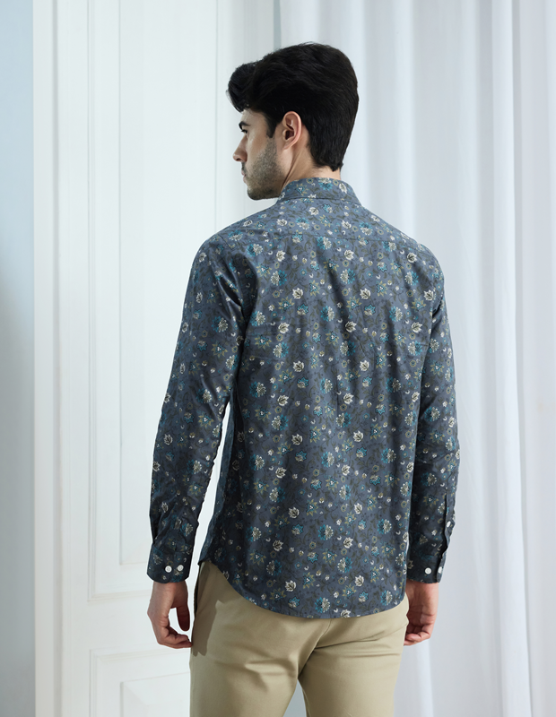 Teal Green Floral Shirt
